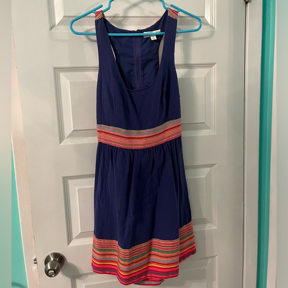 Staring at Stars blue dress with rainbow stripes size medium